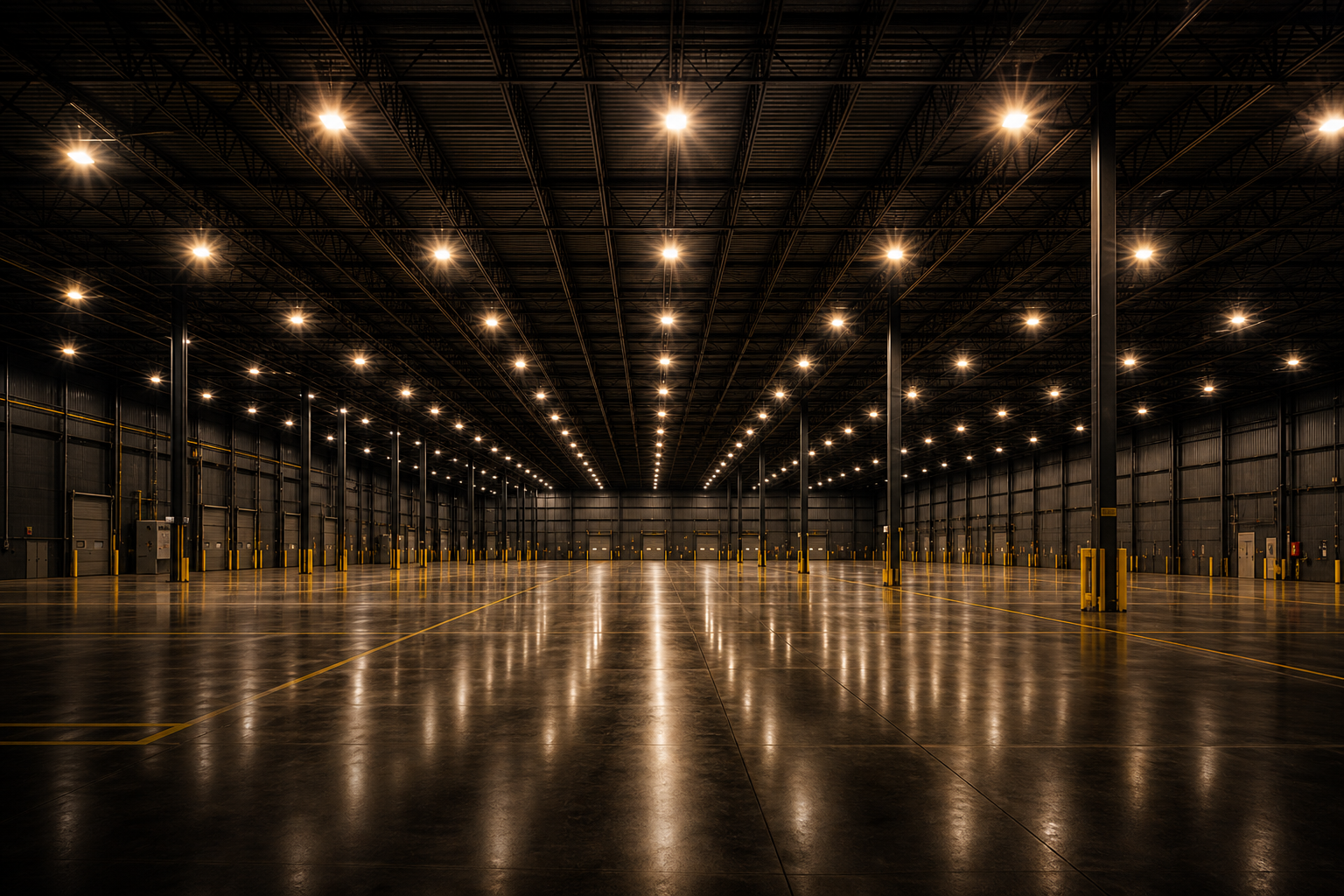 Large warehouse lighting infrastructure